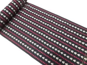 アンティーク　よろけ縞にヨット模様織り出し　八寸帯地反物